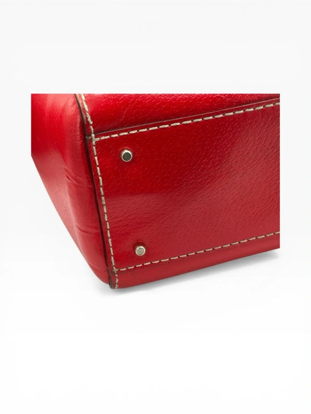 kate spade Red Leather Tote with Gold Plaque
